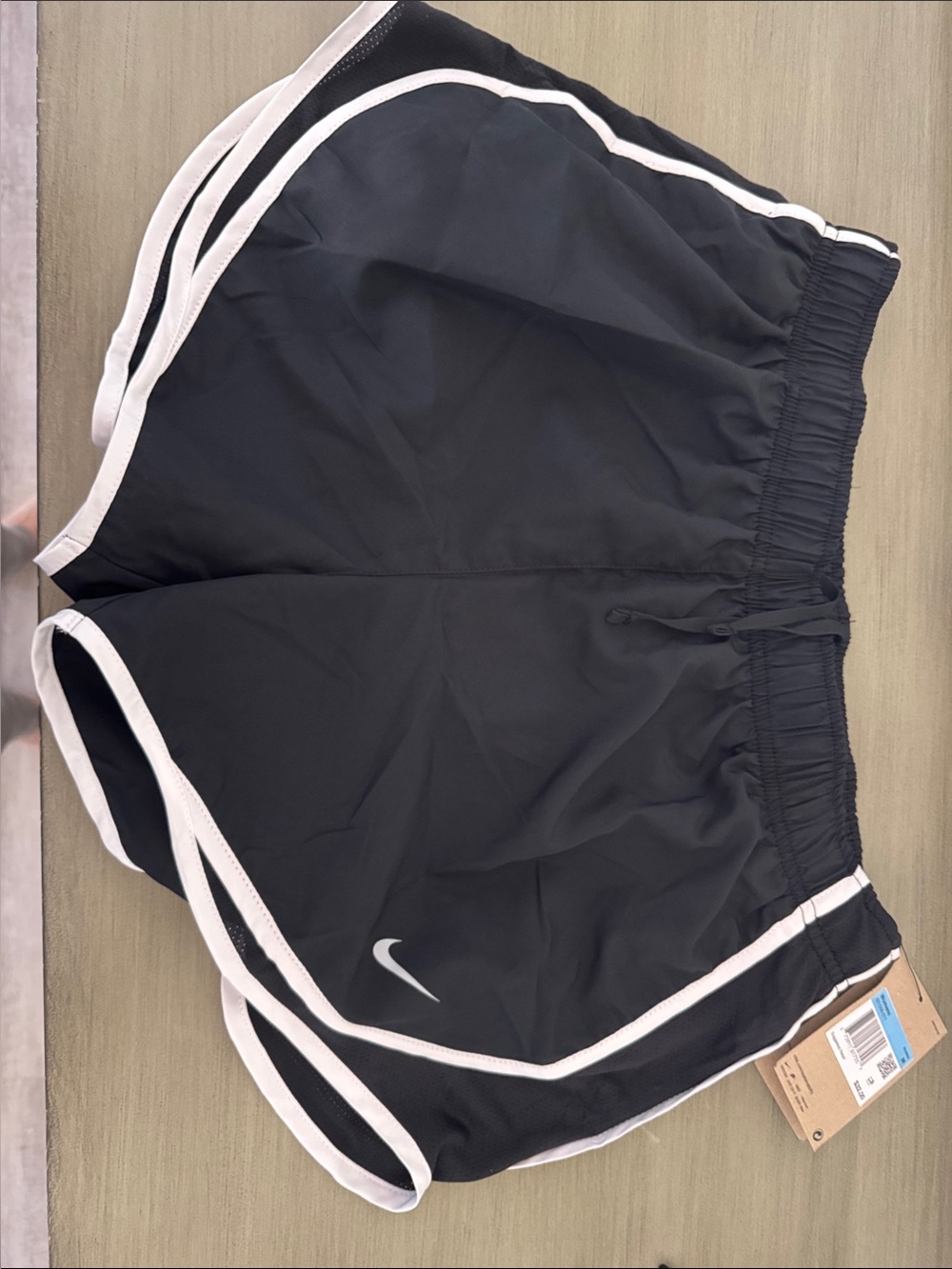 Nike Dry Fit Black Shorts with White Trim and Swoosh
